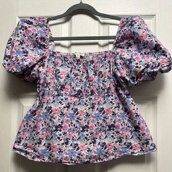 Boutique Floral Puff Sleeve Blouse, Women’s Size 4 - Picture 1 of 7